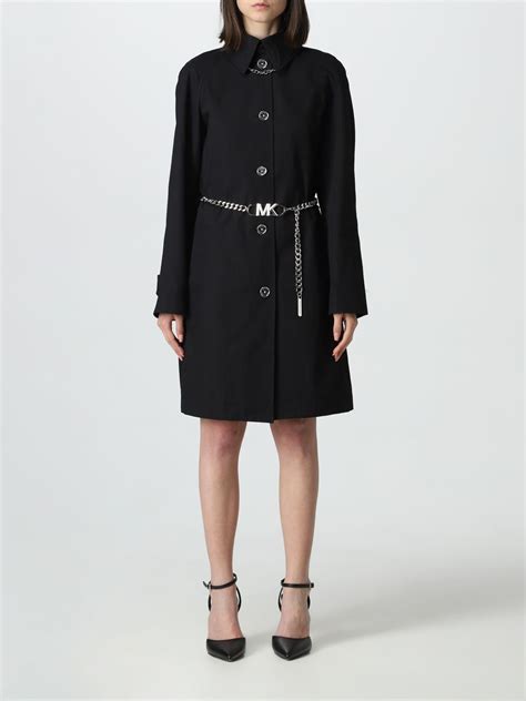 michael kors black white embroidered coat|Michael Kors black trench coat.